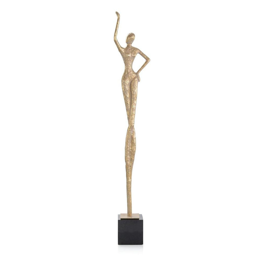 Decorative Objects Posing Female Gold Sculpture I - Beige, Black