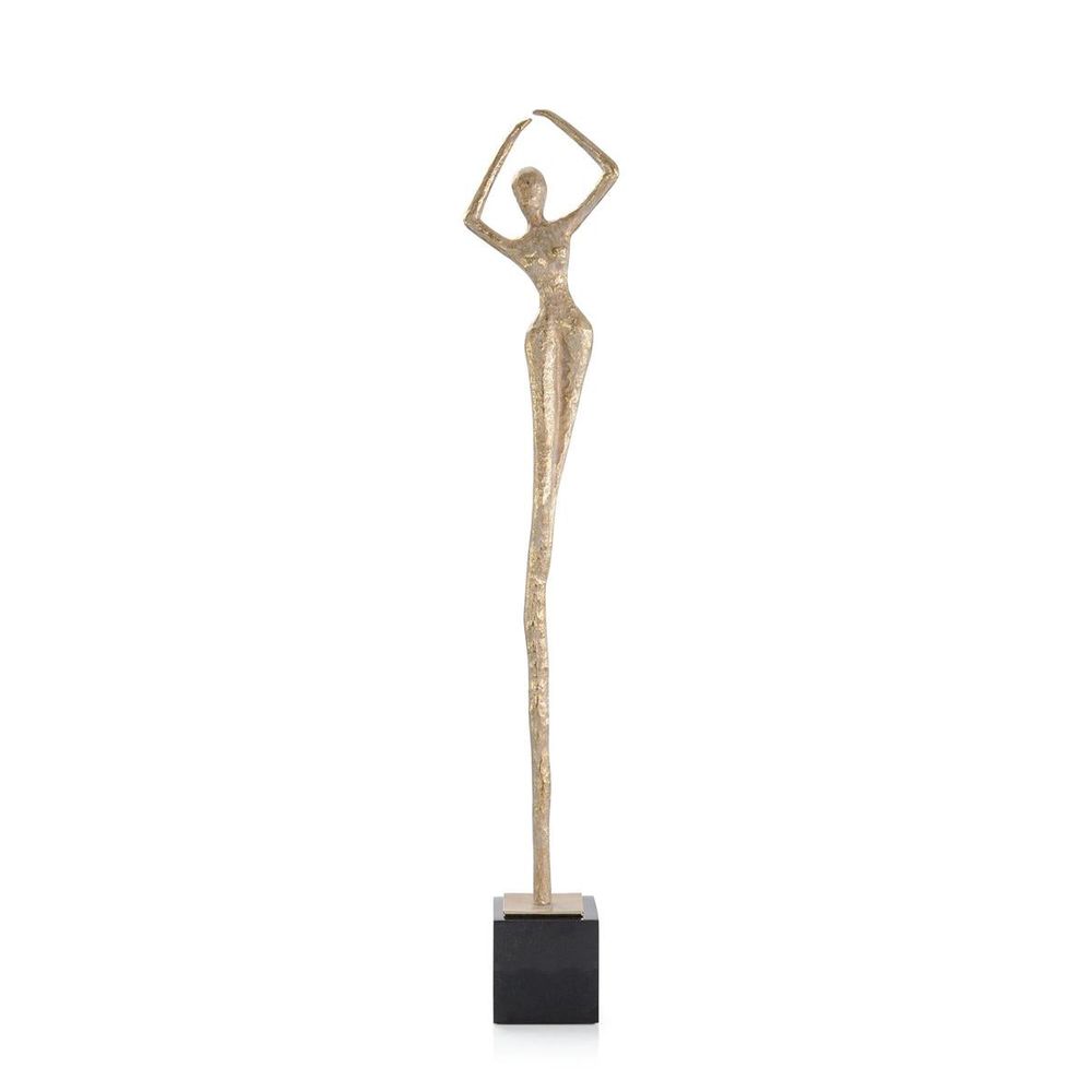 Decorative Objects Posing Female Gold Sculpture Iii - Gold, Silver, White