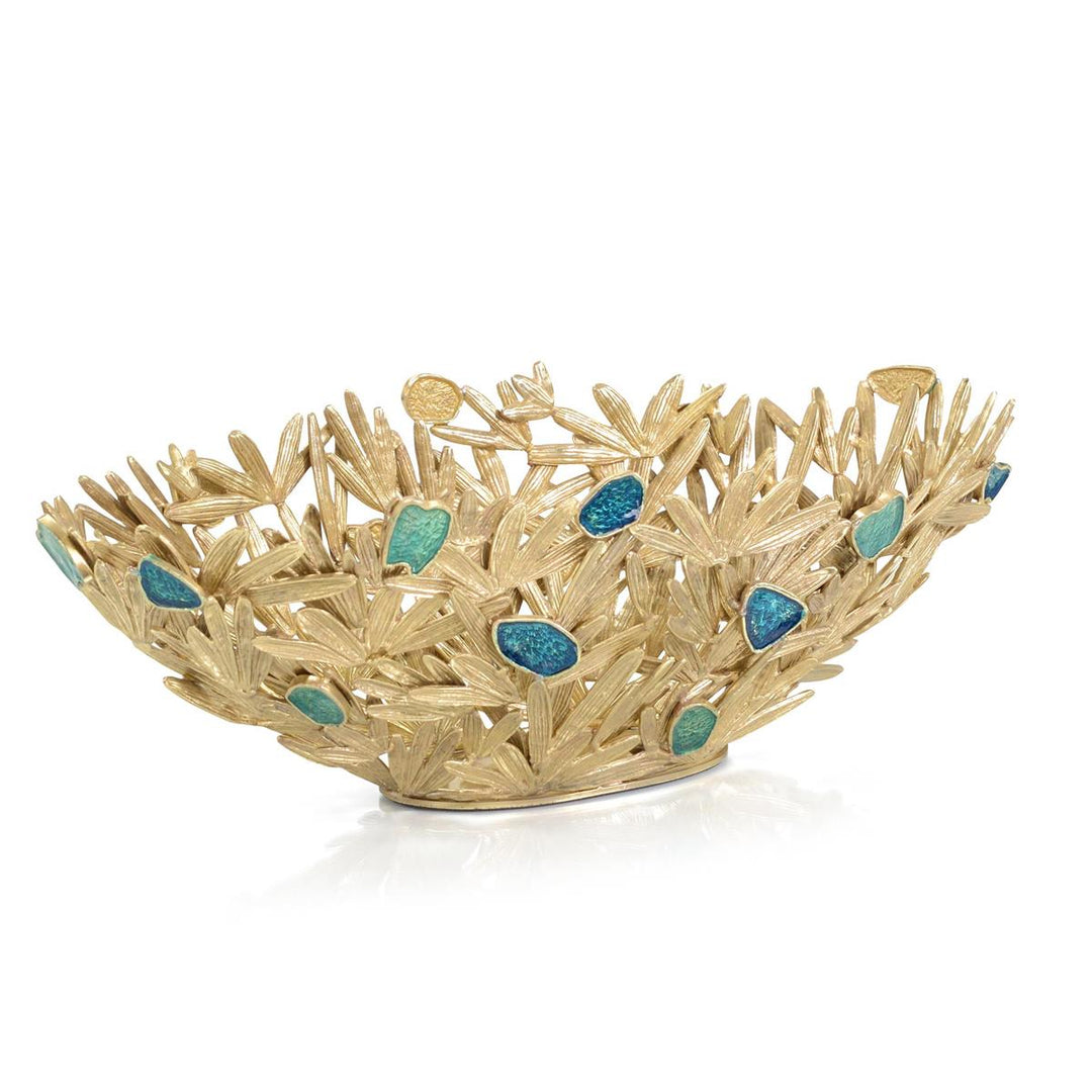 Arista Embellished Frond Bowl - Brass