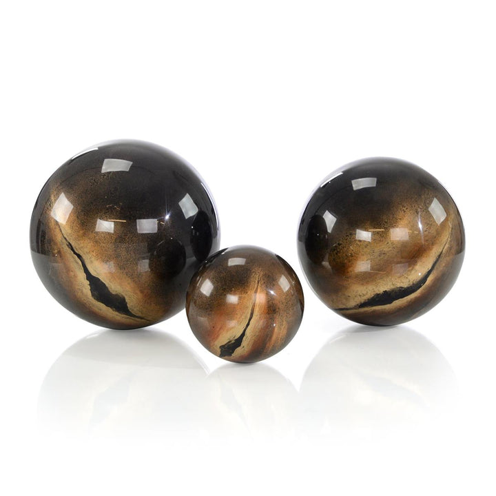 Trio Of Decorative Lacero Balls - Gold