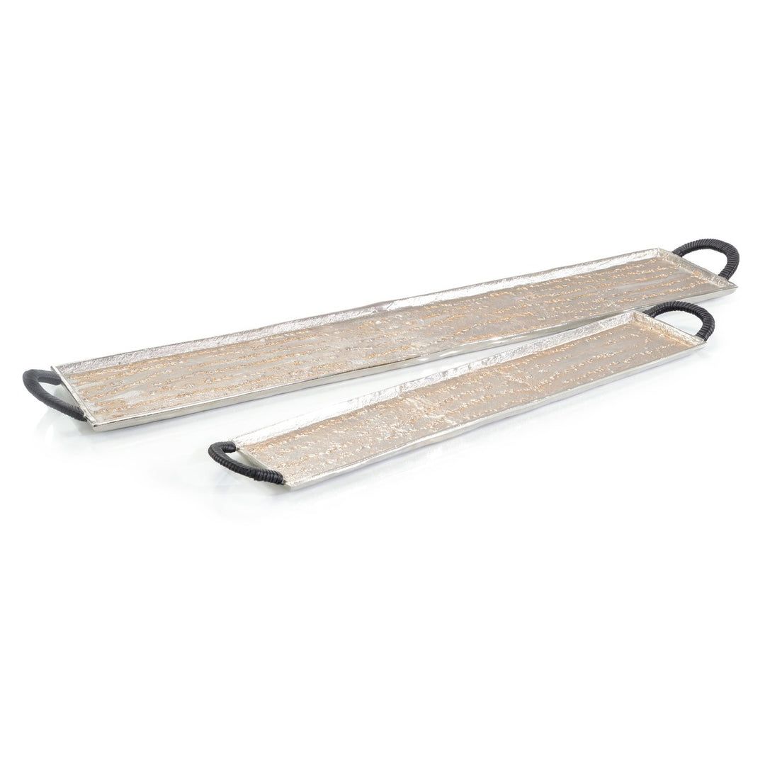 Wexford Set of Two Coruscent Trays - Champagne - Aluminum