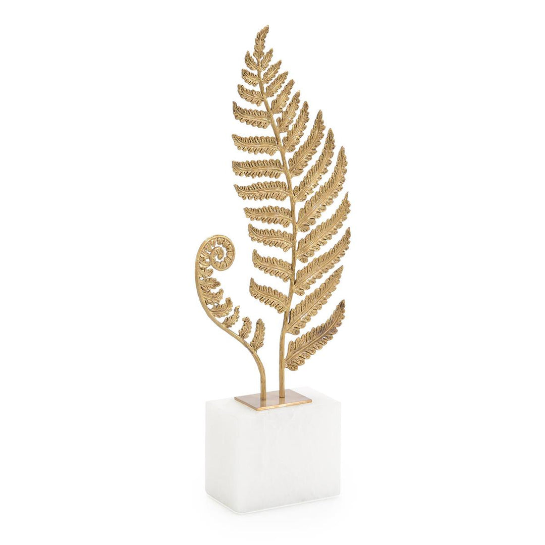 Gold Frond Sculpture On Alabaster Base