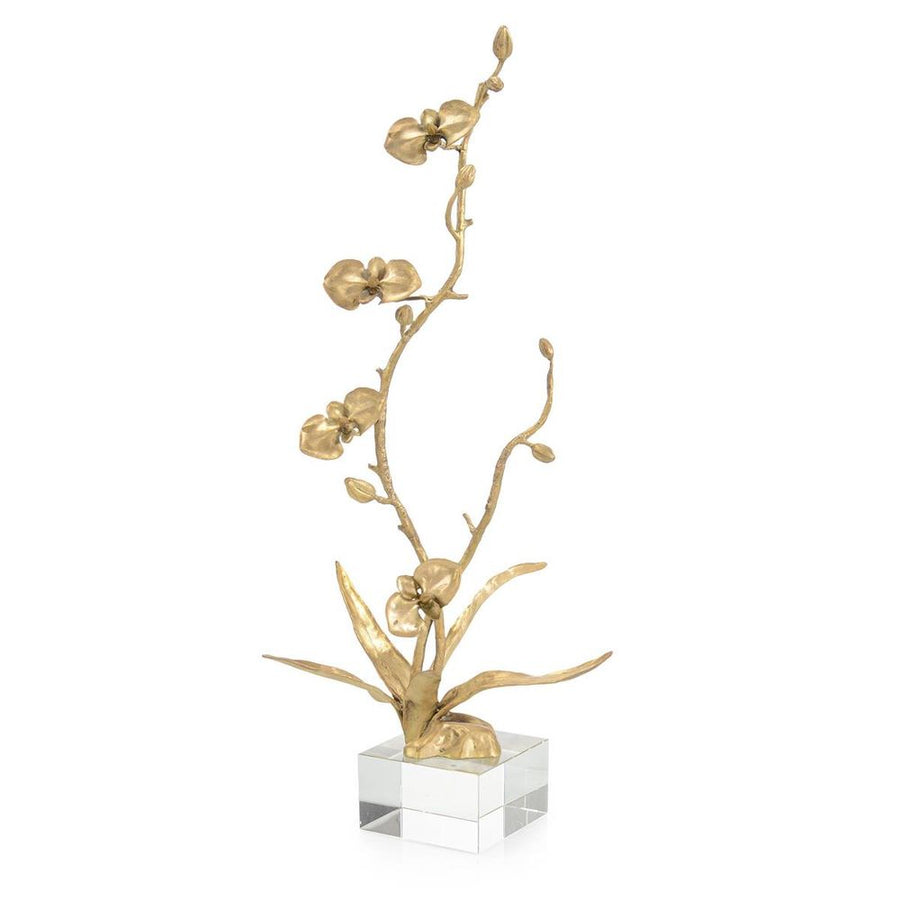  Floral Spire Sculpture On Crystal Base, Brass