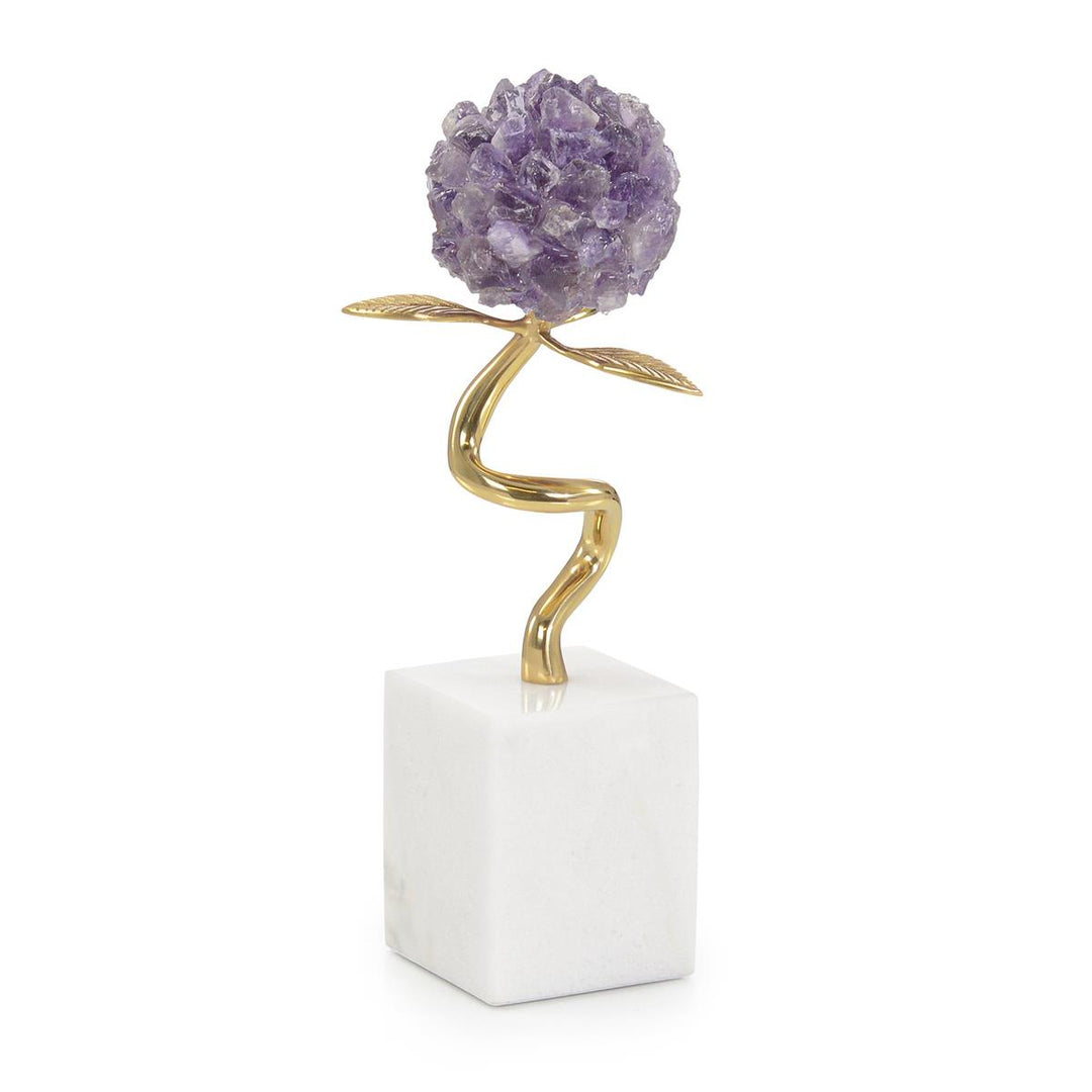 Amethyst Flower Sculpture On Marble, Large