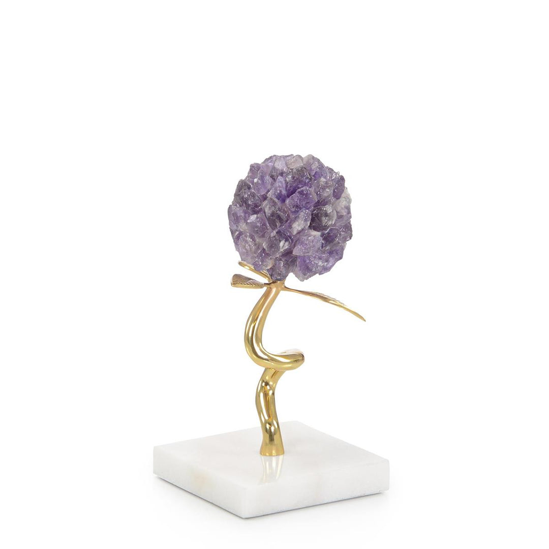 Amethyst Flower Sculpture On Marble, Small