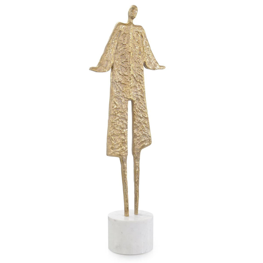 Posed Silhouette Sculpture On Marble, Large Brass