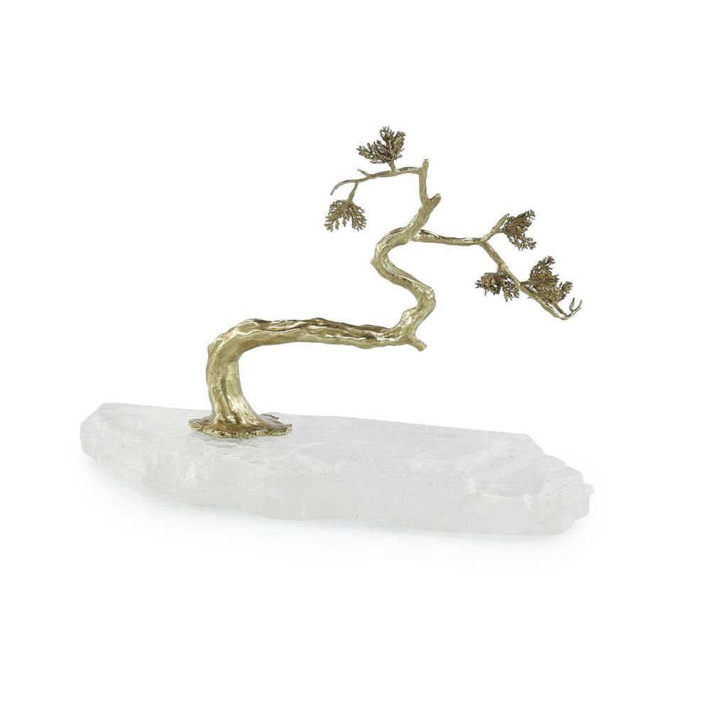 Decorative Objects Winding Brass Tree On Selenite Ii