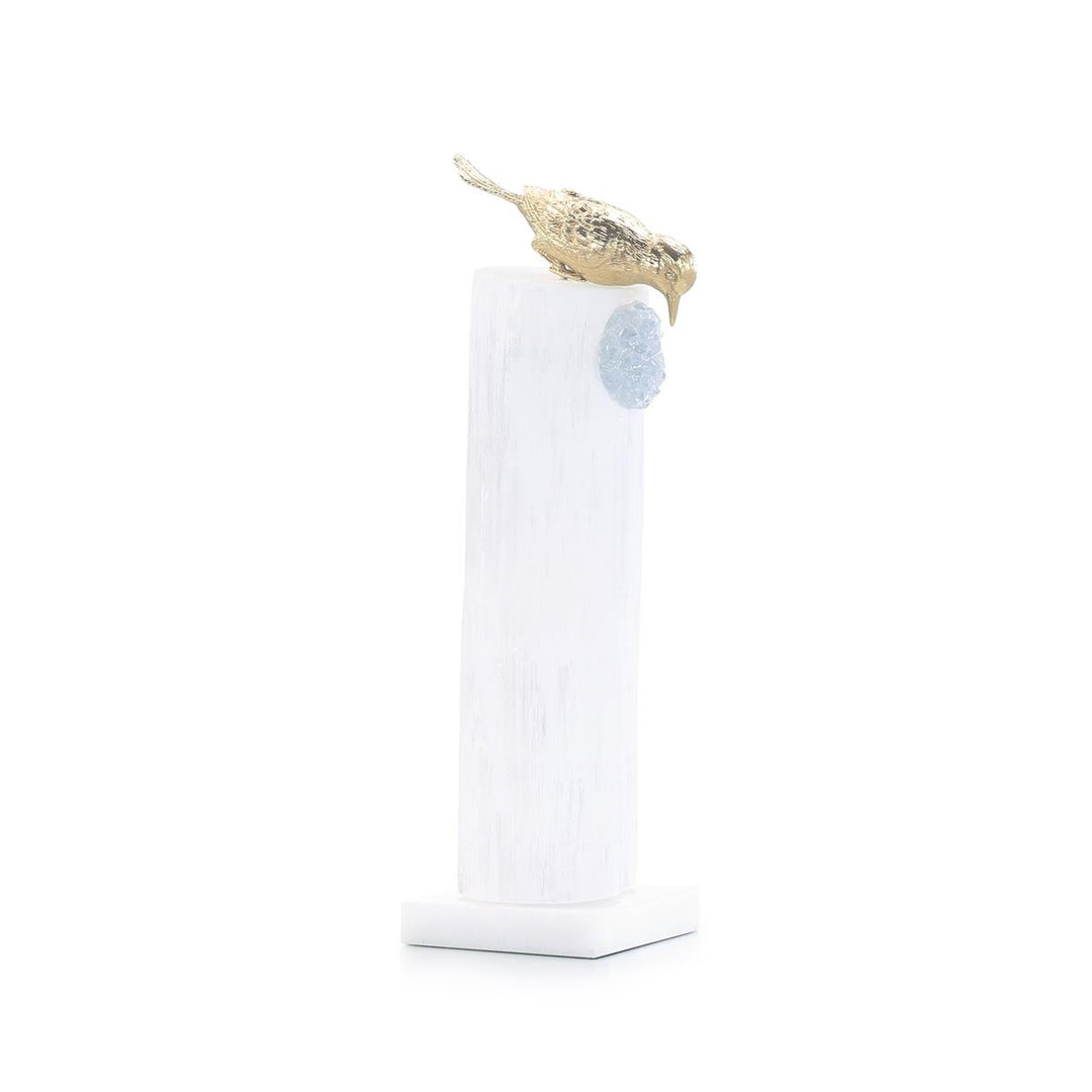 Gold Bird Sculpture On Selenite Roost II