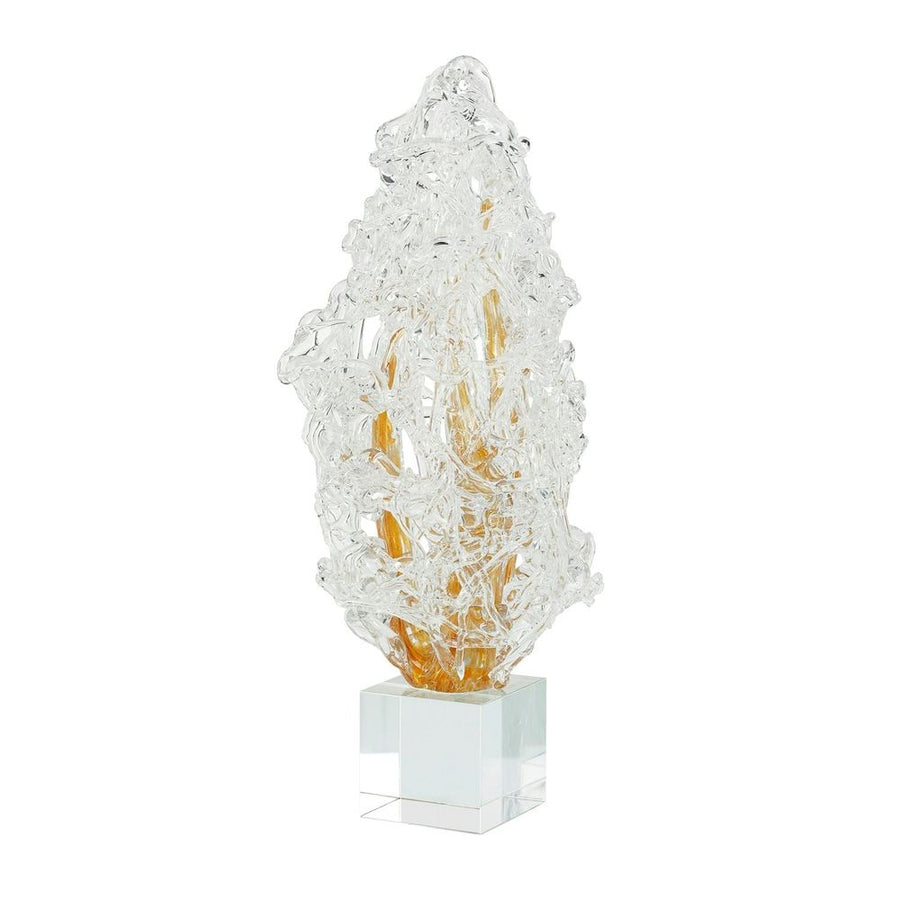 Decorative Objects Icy Flame Sculpture On Crystal Base, Large