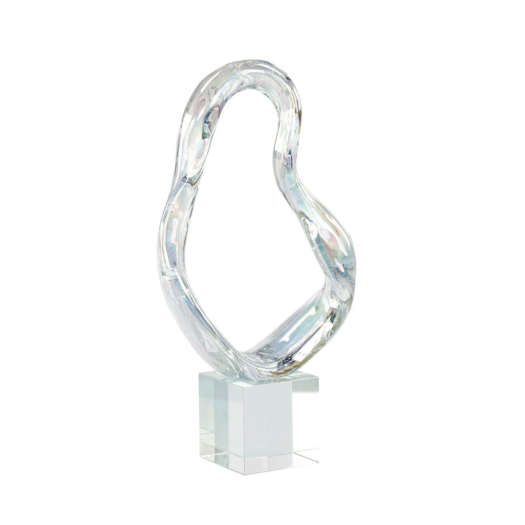 Rainbow Loop Sculpture On Crystal Base, Medium