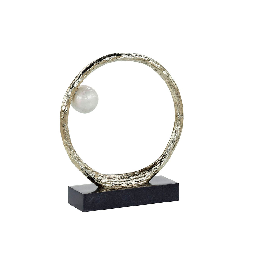 Pearl Ring Sculpture On Iron Base, Small