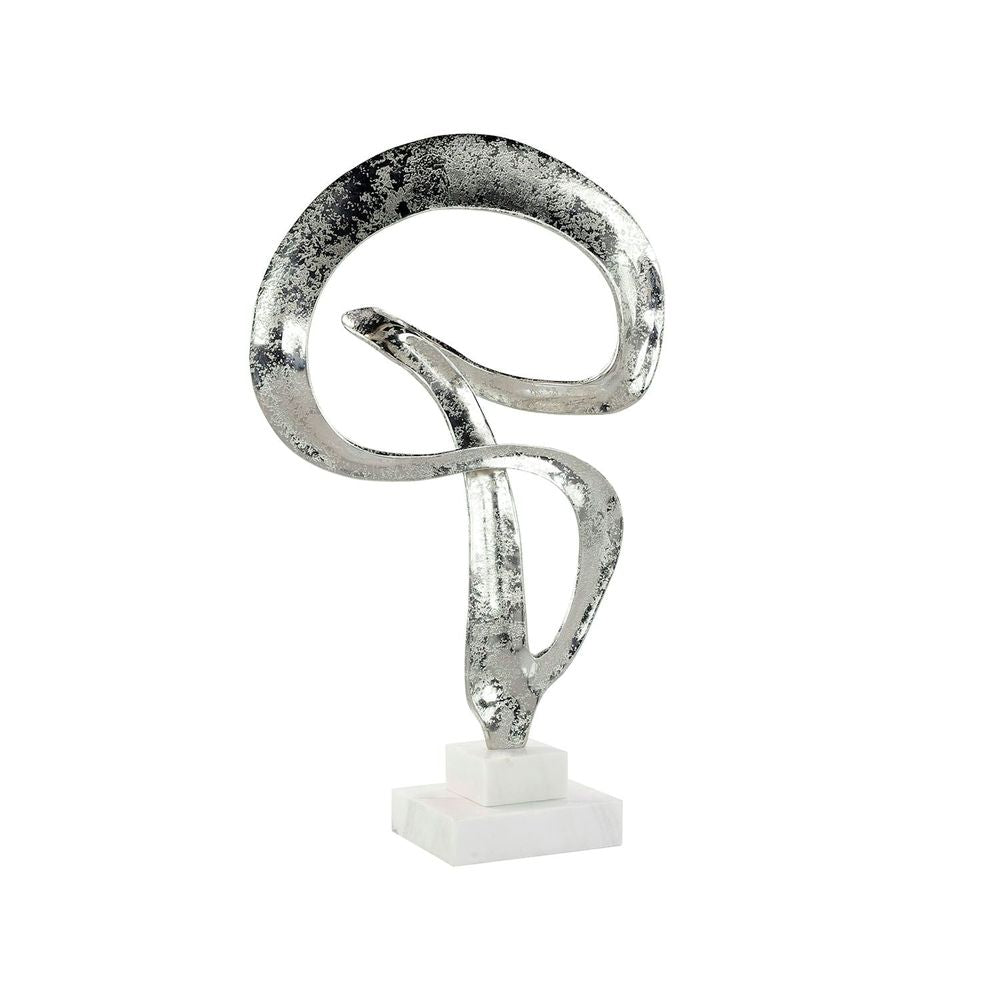  Winding Flourish Sculpture On Marble Base, Nickel