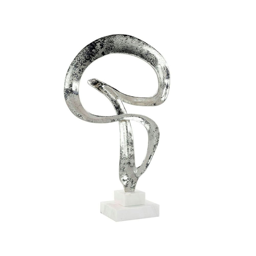  Winding Flourish Sculpture On Marble Base, Nickel