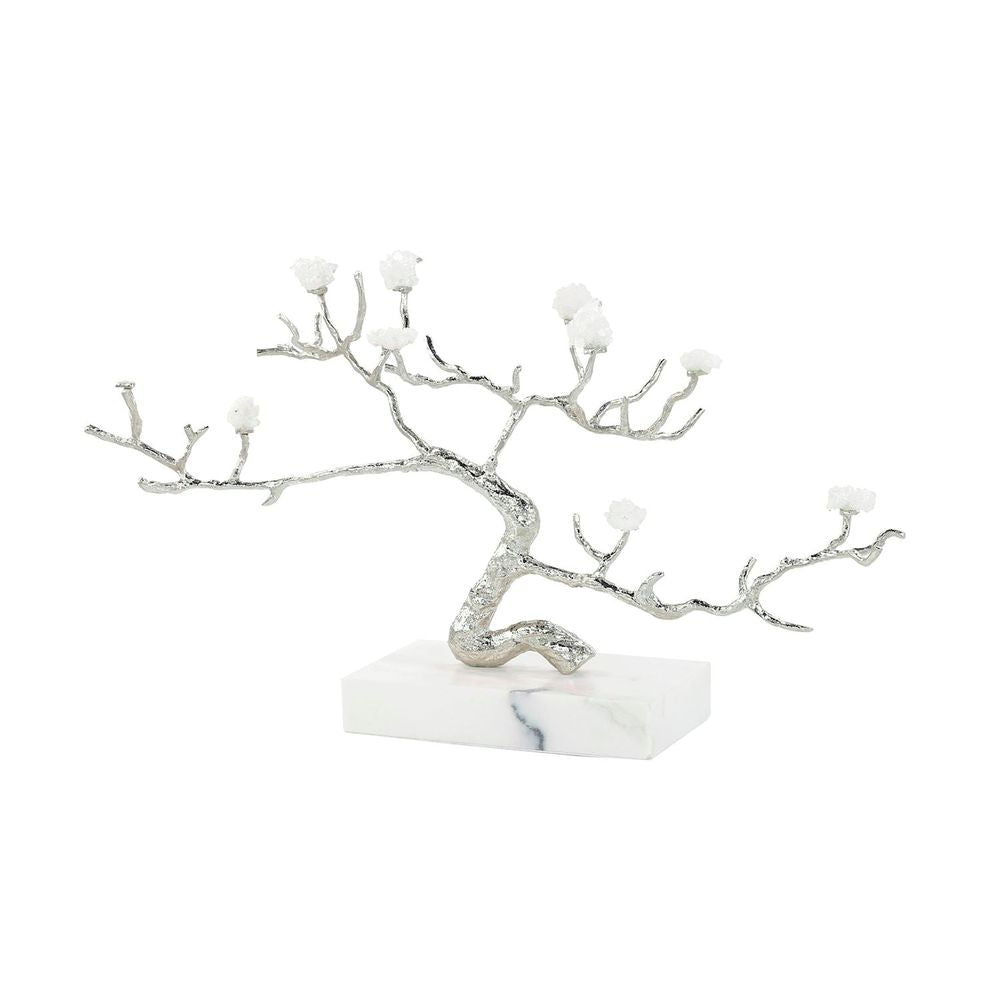  Crystal Canopy Sculpture On Marble Base, Nickel