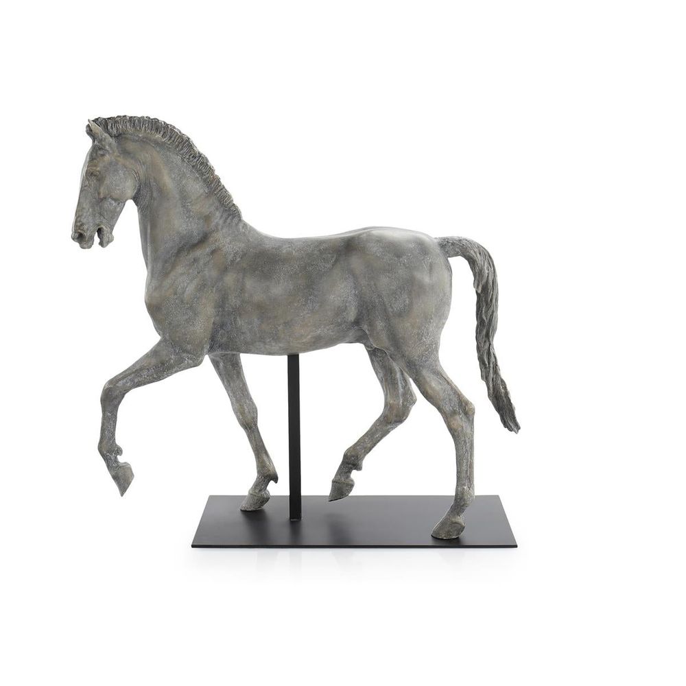 Decorative Objects Trotting Horse Sculpture On Metal Base