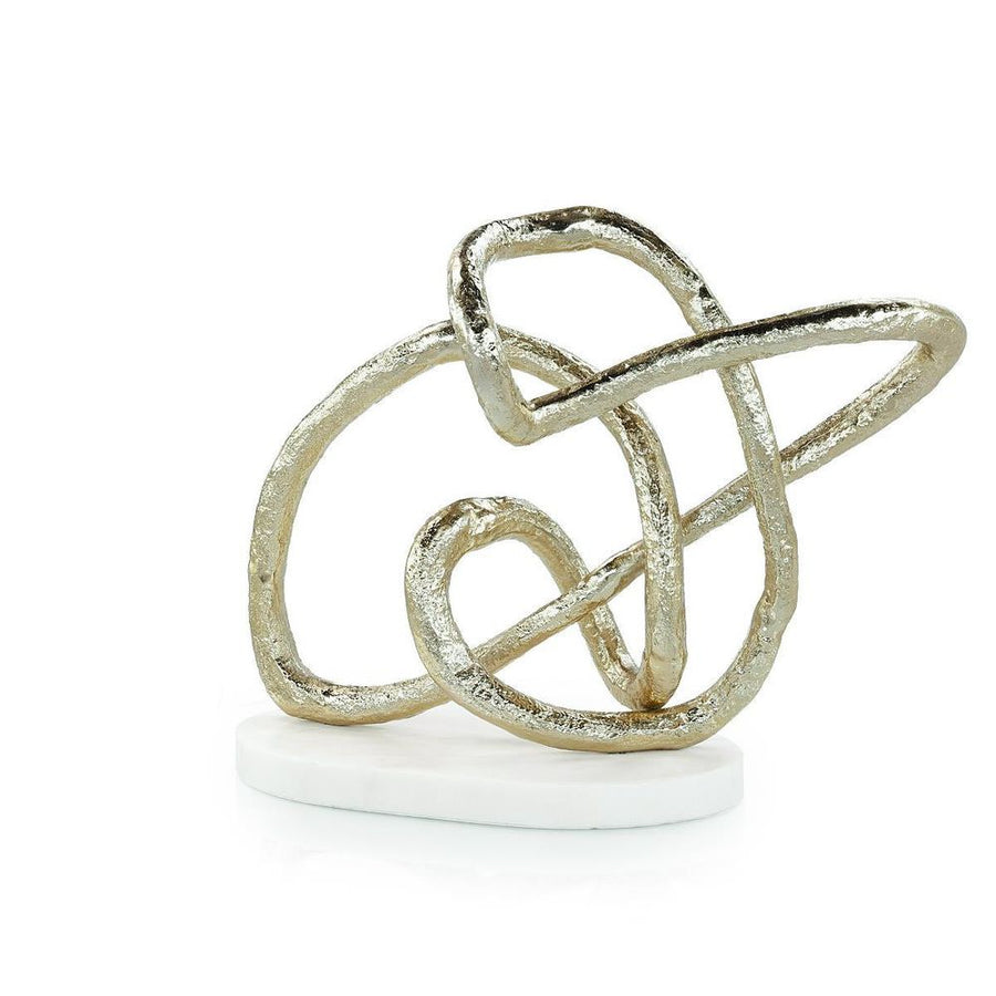 Decorative Objects Knotted Sculpture On Marble Base, Gold