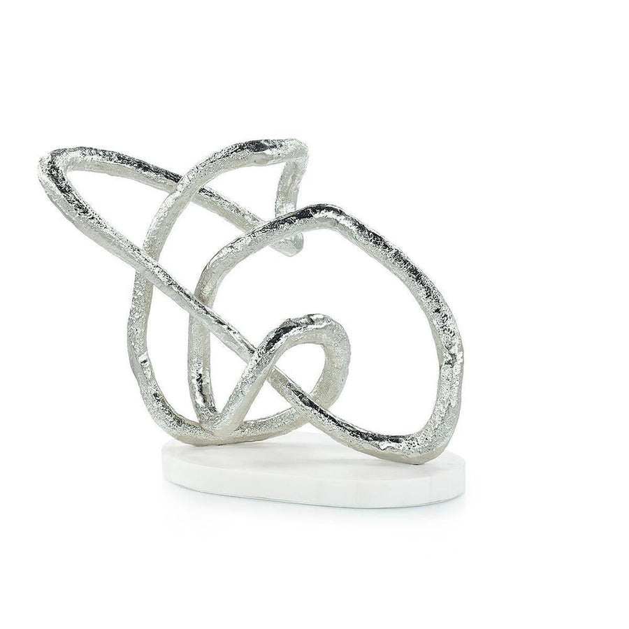 Decorative Objects Tangled Sculpture On Marble Base, Silver
