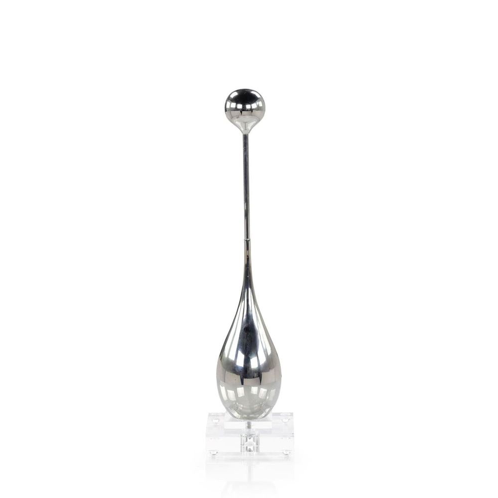 Drop Sculpture on Acrylic Base, Small Nickel