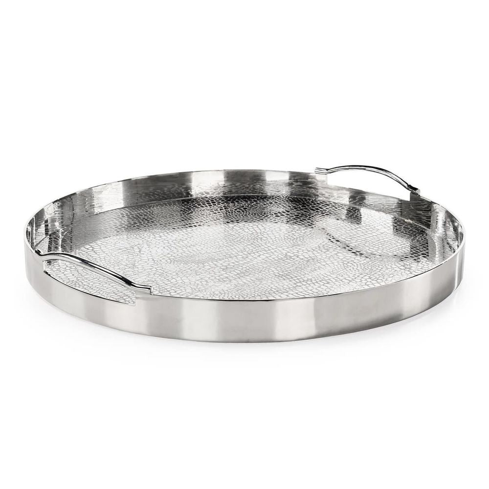 Serveware: Trays Scaled Silver Serving Tray