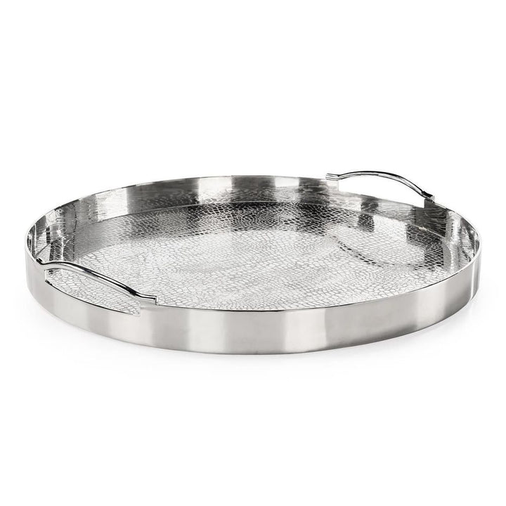 Serveware: Trays Scaled Silver Serving Tray