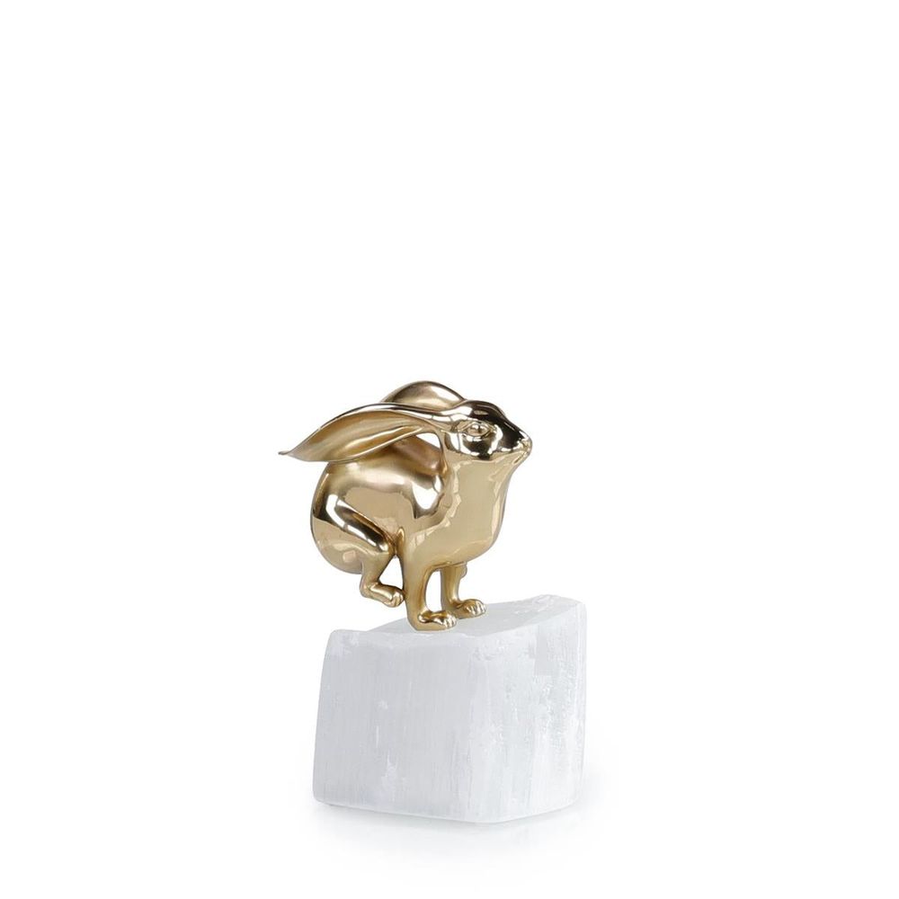 Decorative Objects Brass Figurine on Selenite