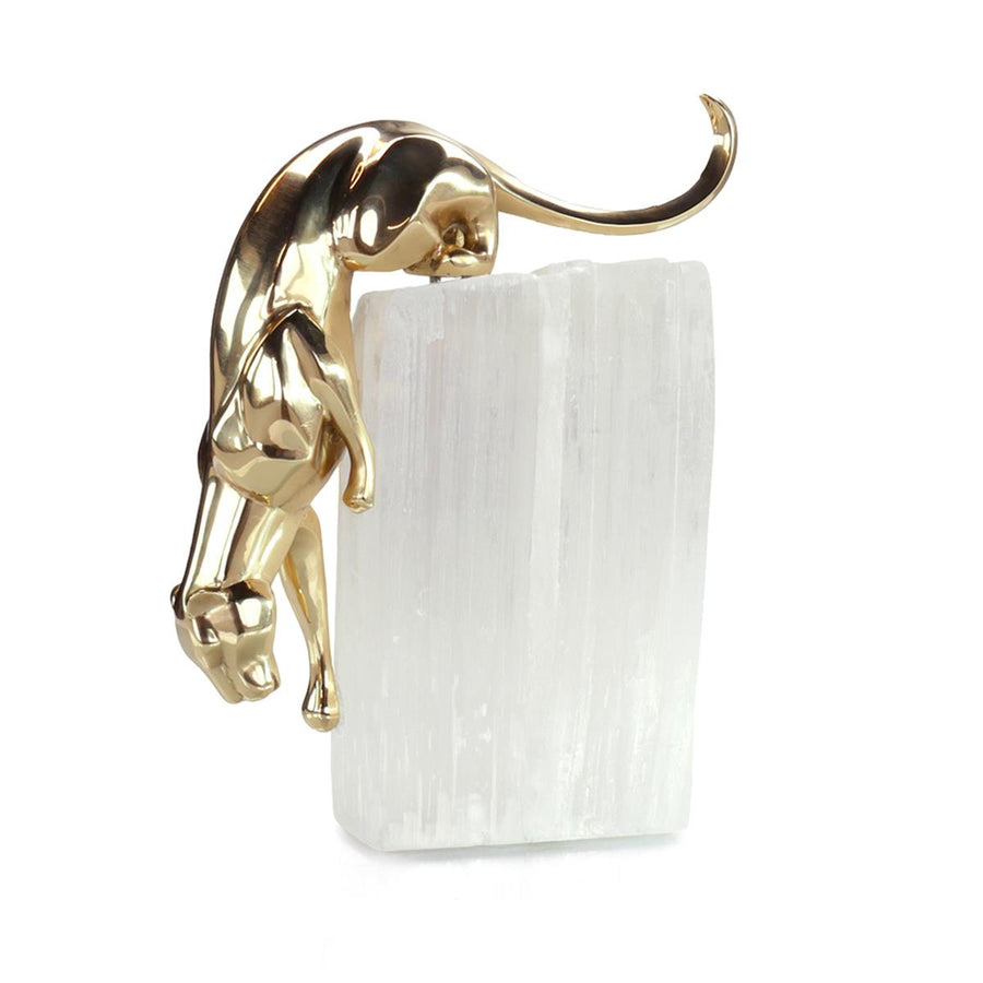 Sculptures Panther Sculpture on Selenite