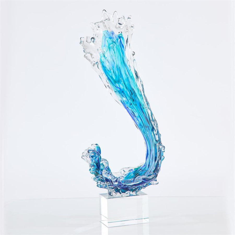 Decorative Objects Rising Wave Sculpture on Crystal