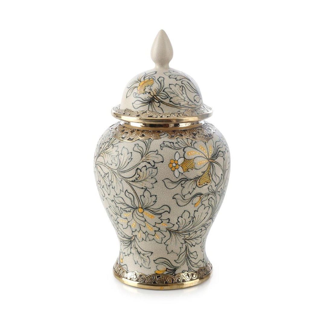 Vases Lidded Foliage Jar, Medium