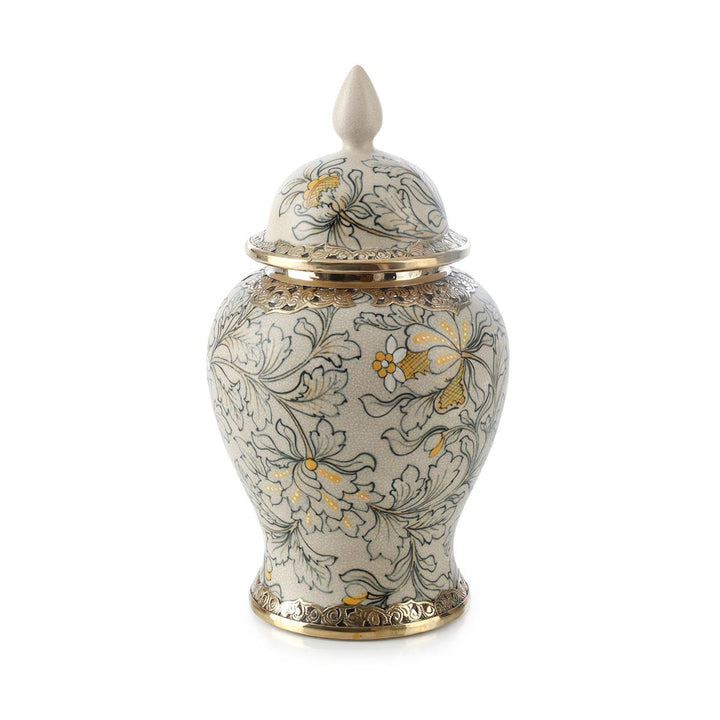 Vases Lidded Foliage Jar, Medium
