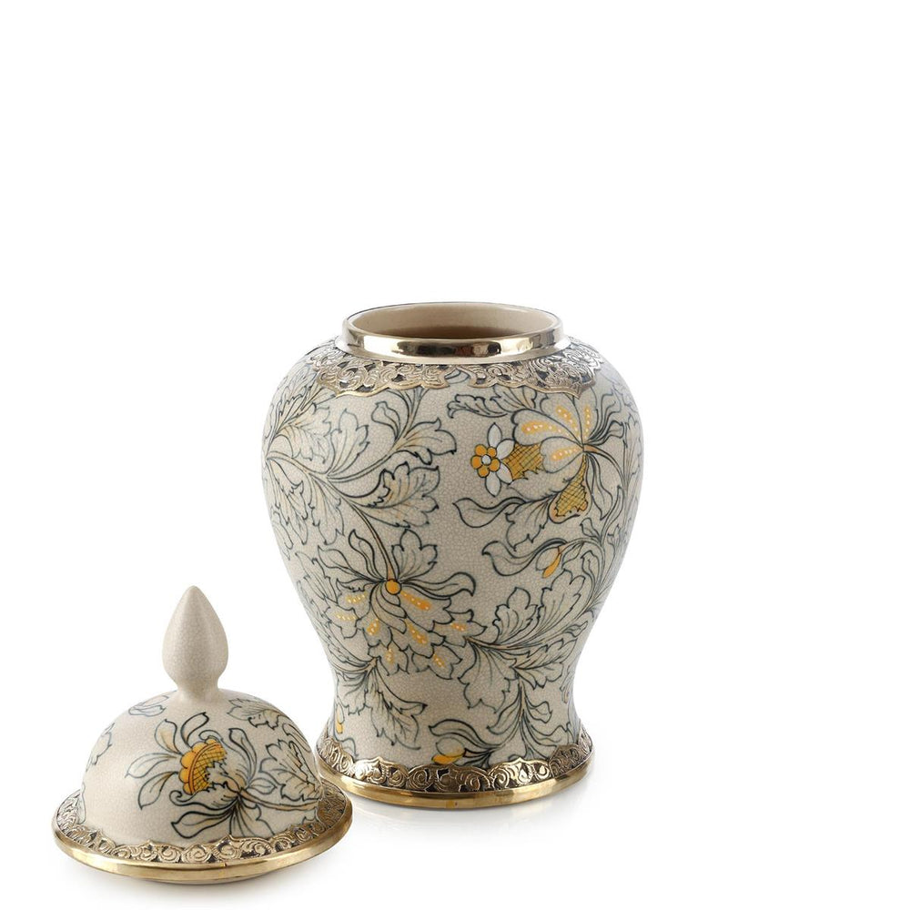 Vases Lidded Foliage Jar, Medium