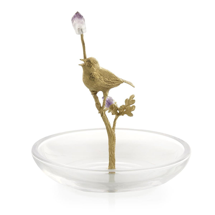 Bowls Brass Bird Sculpture on Glass