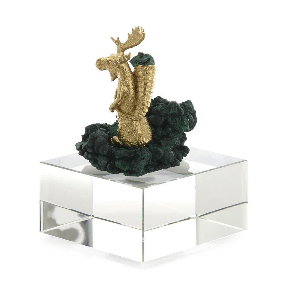 Sculptures Brass Moose Sculpture on Crystal, Large