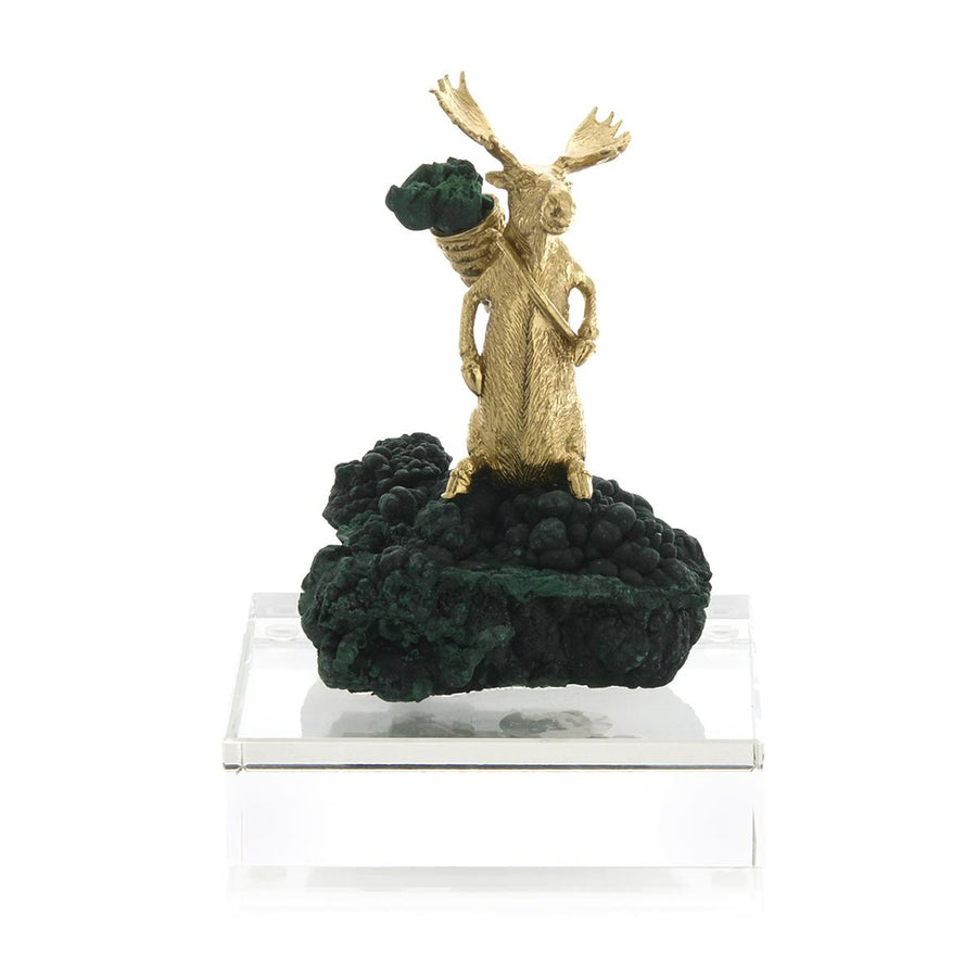 Sculptures Brass Moose Sculpture on Crystal, Small