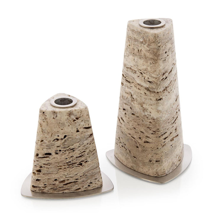 Candle Holders Travertine Candleholders, Set of 2