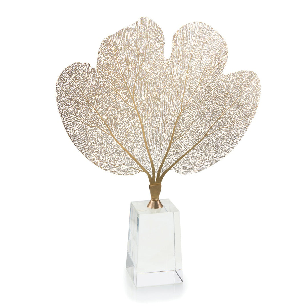 Solis Sea Fan On Crystal Base - Brass