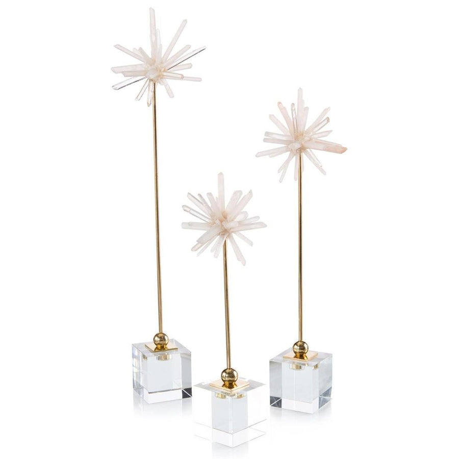 Decorative Objects Set Of Three Natural Quartz Sprites On Cubes - Clear