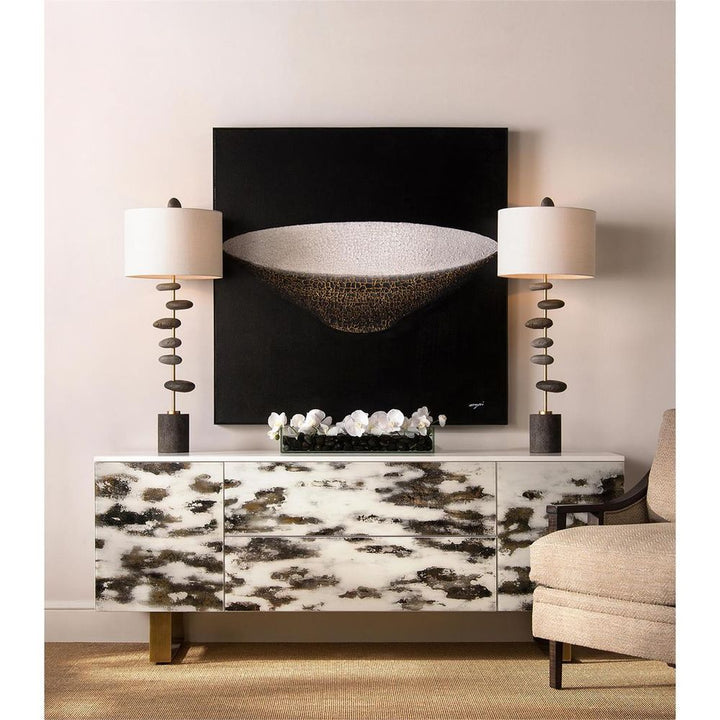 Alternate view of Dice - Clear,White, featuring transparent finish, glass, stone, and low-profile rectangular glass planter.