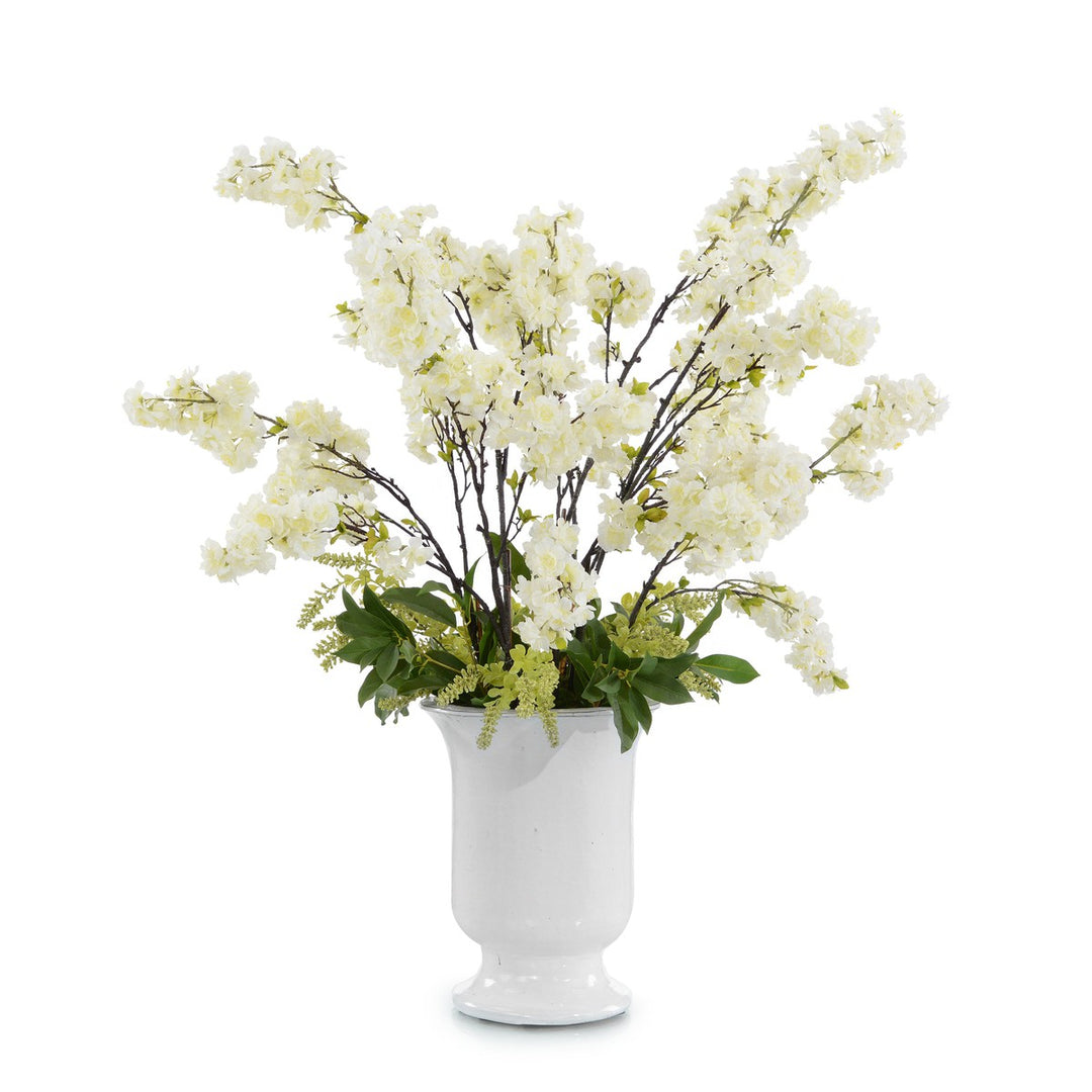 Opulent White Blossoms - Gray