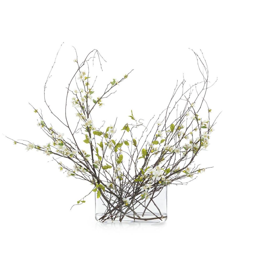 Faux Florals Swirling Branches - White