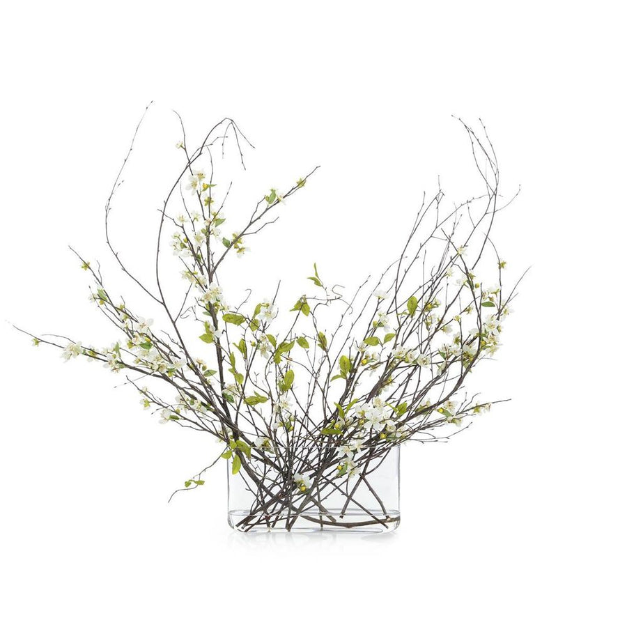 Faux Florals Swirling Branches - White