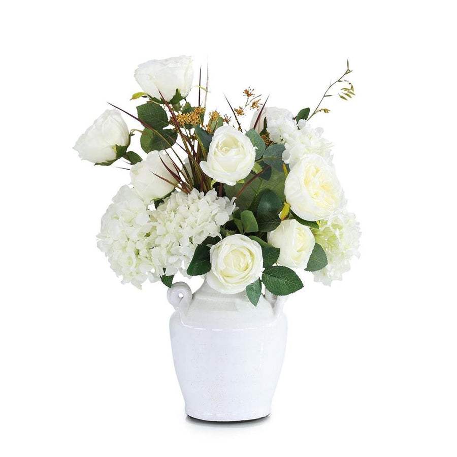 Faux Florals White Roses Classic