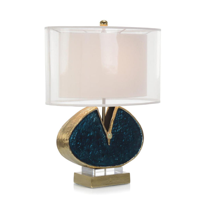 Sapphire Enameled And Jeweled Table Lamp - Brass,Clear,Gold,Green,White