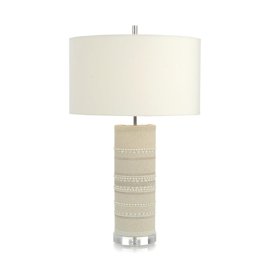 Embellished Column Table Lamp - Clear,White