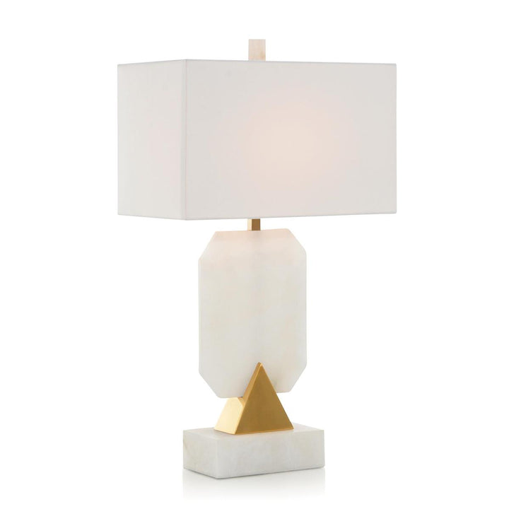 Gem-Cut Alabaster Table Lamp - White