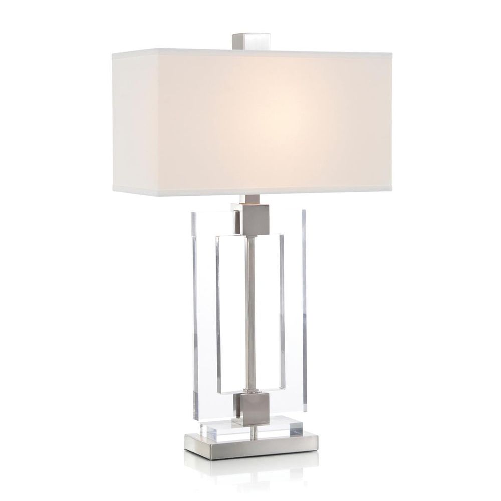 Table Lamps Glass And Brushed Nickel Frame Table Lamp - White