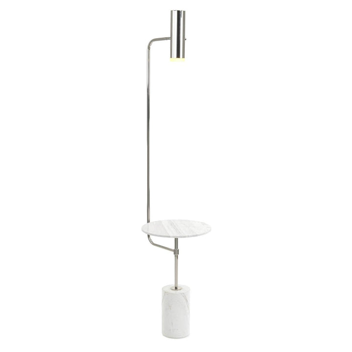 Lit Marble Table Floor Lamp With Polished Nickel Accents - Silver,White