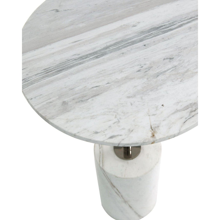 Lit Marble Table Floor Lamp With Polished Nickel Accents - Silver,White