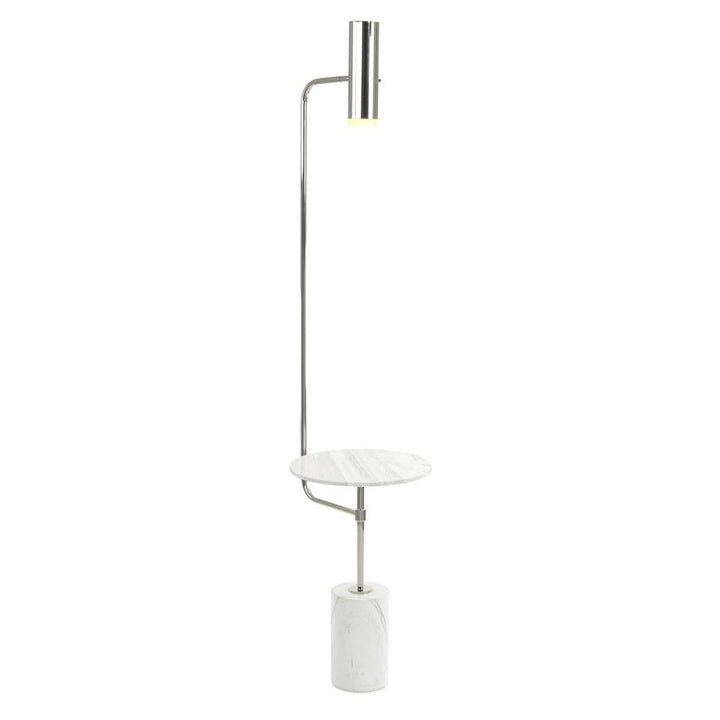 Floor Lamps Illuminated Marble Table Floor Lamp With Polished Nickel Accents - Silver, White