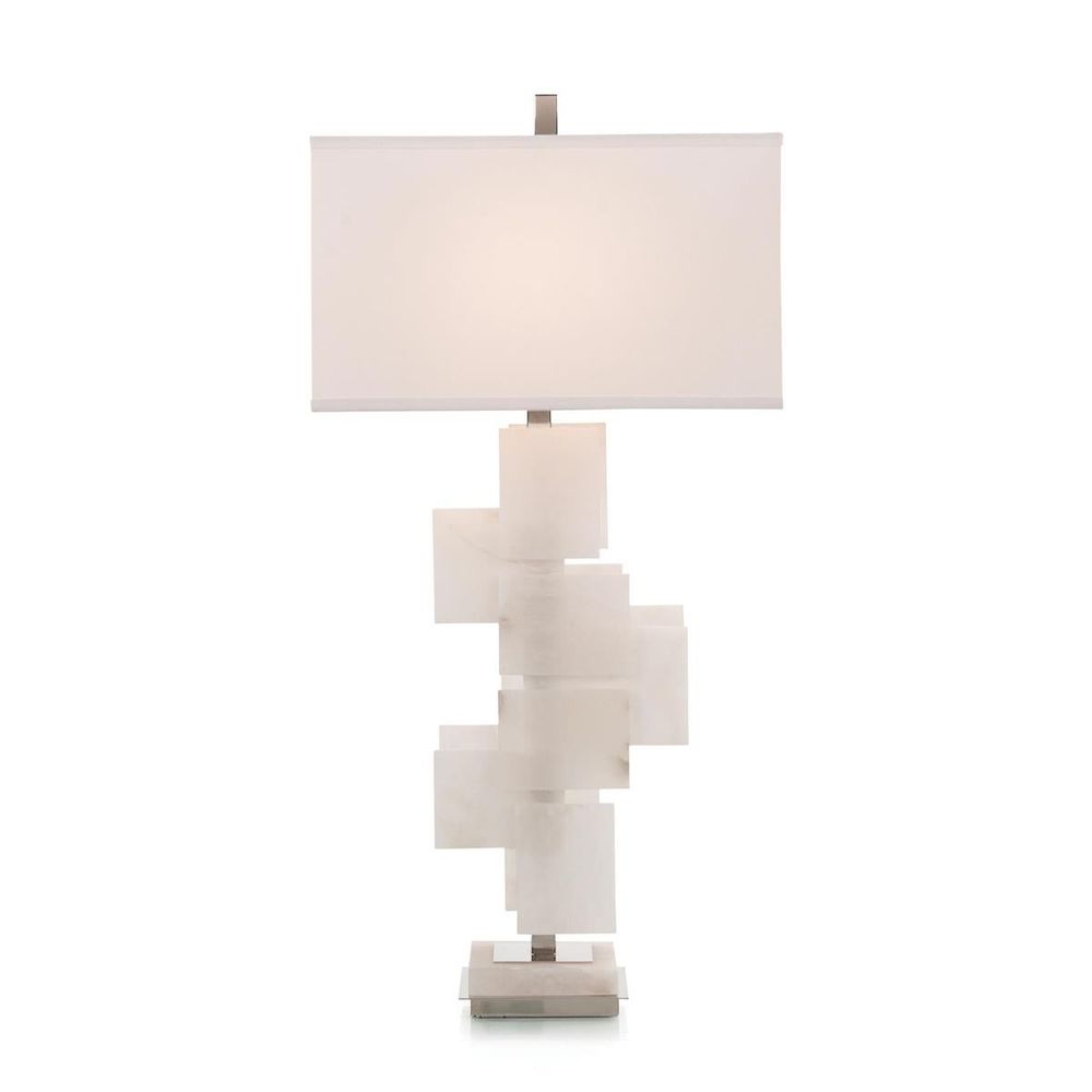 Table Lamps Mondrian In White Alabaster Table Lamp - Silver,White