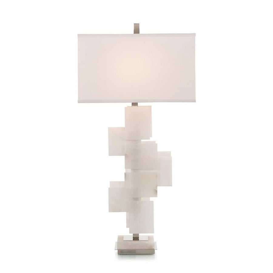 Table Lamps Mondrian In White Alabaster Table Lamp - Silver,White